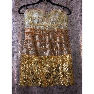 BEBE Strapless Sequin Dress
